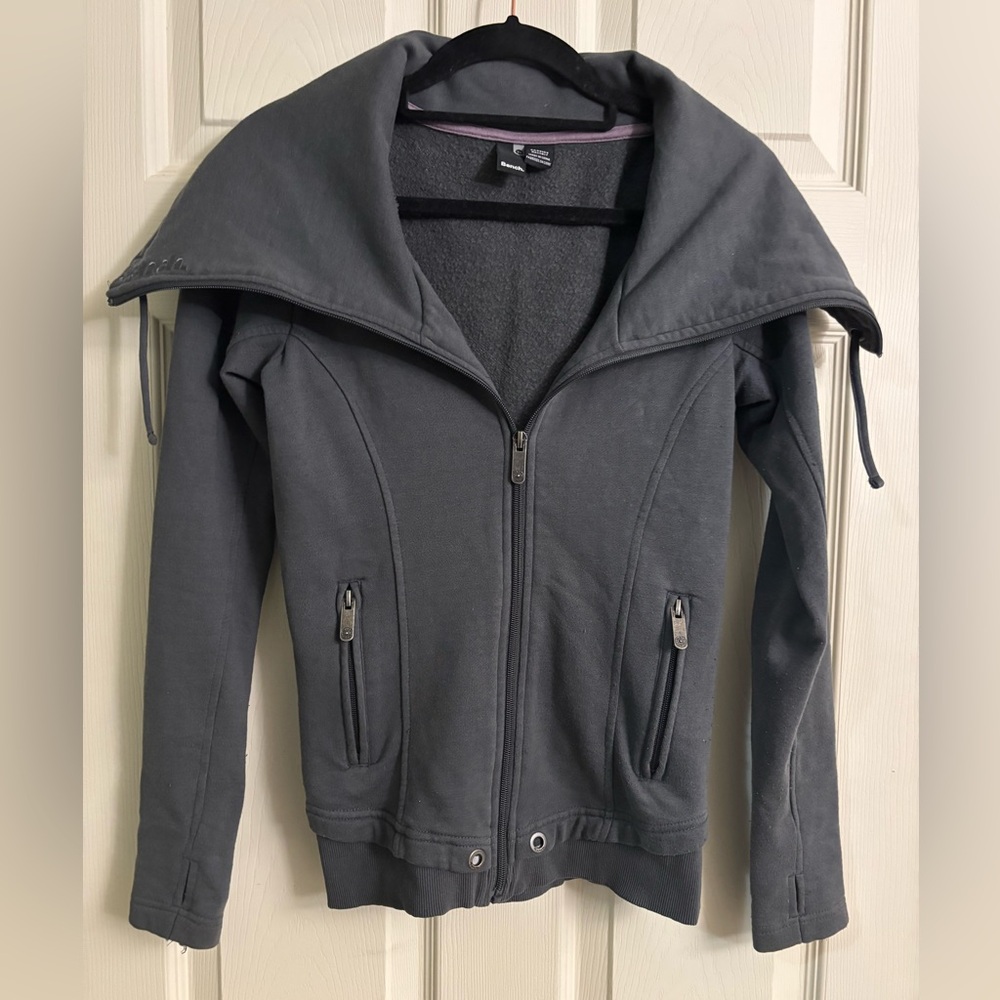 Bench Women's Charcoal Athletic Zip Up Utility Jacket with Embroidered Logo